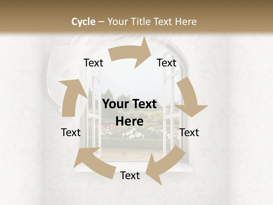An Open Window With A View Of A Garden PowerPoint Template