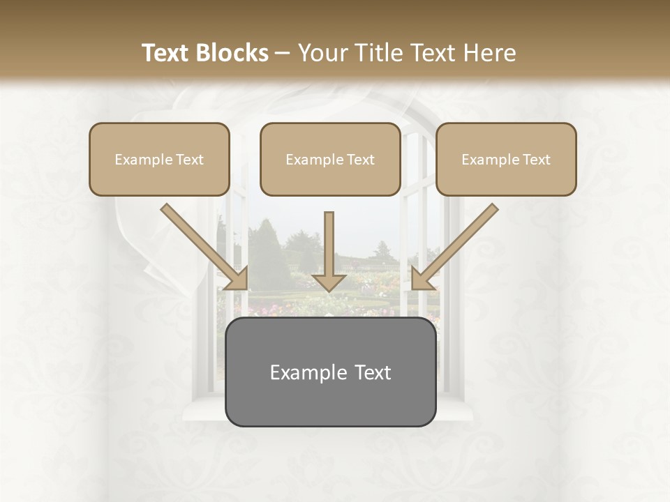 An Open Window With A View Of A Garden PowerPoint Template