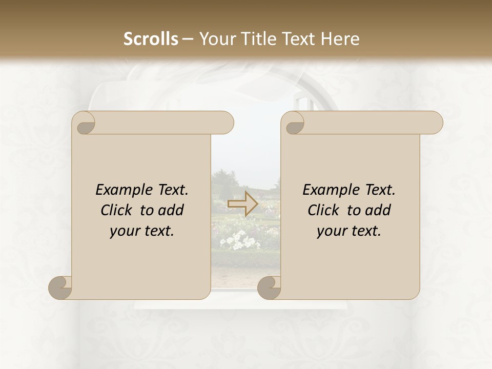 An Open Window With A View Of A Garden PowerPoint Template
