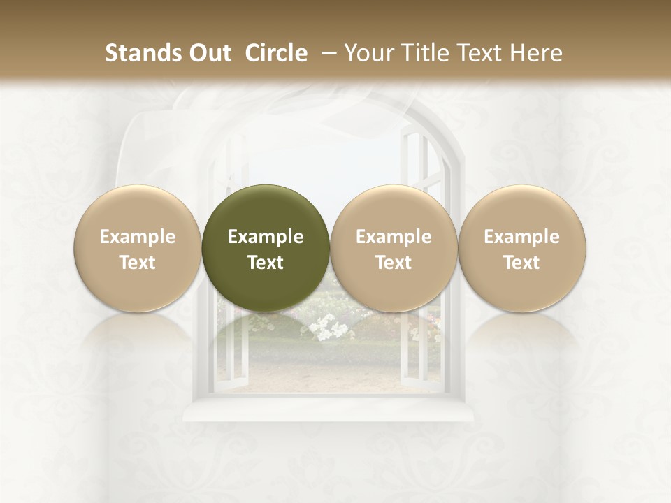 An Open Window With A View Of A Garden PowerPoint Template