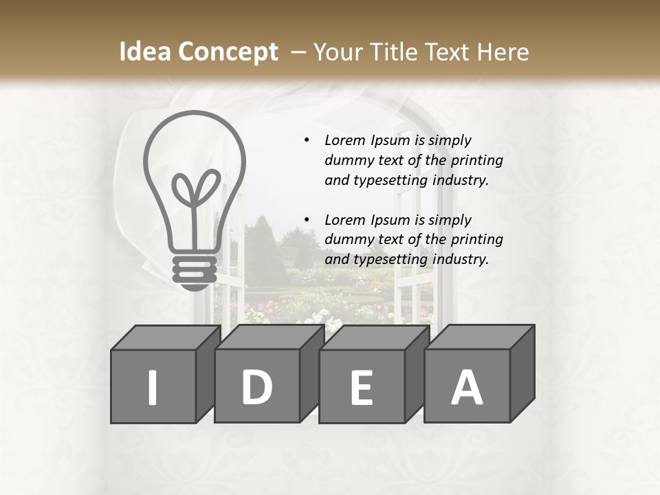 An Open Window With A View Of A Garden PowerPoint Template