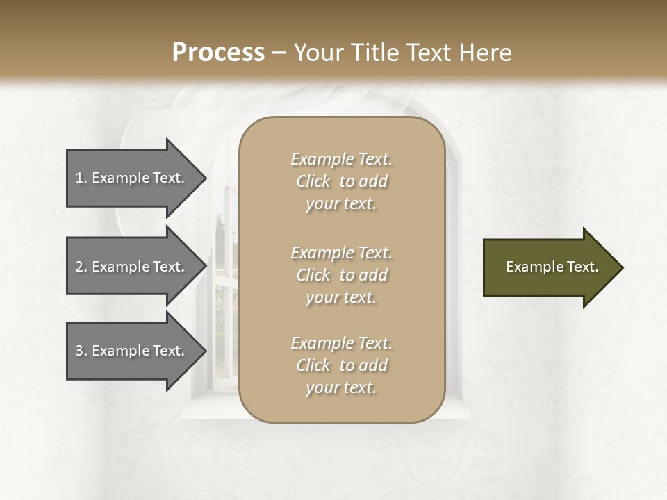 An Open Window With A View Of A Garden PowerPoint Template