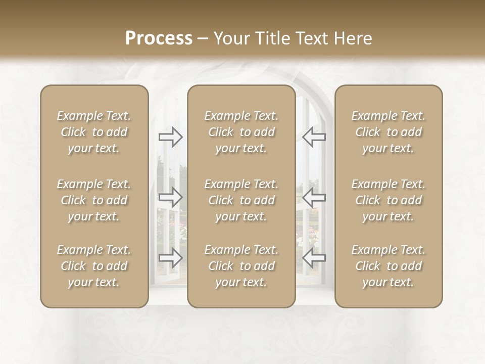 An Open Window With A View Of A Garden PowerPoint Template