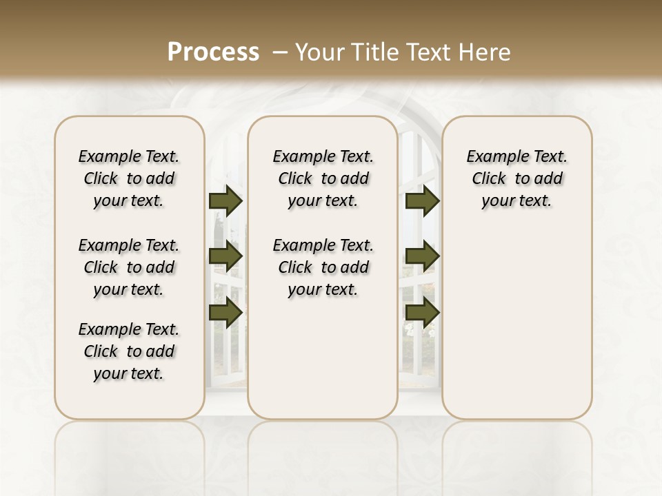 An Open Window With A View Of A Garden PowerPoint Template