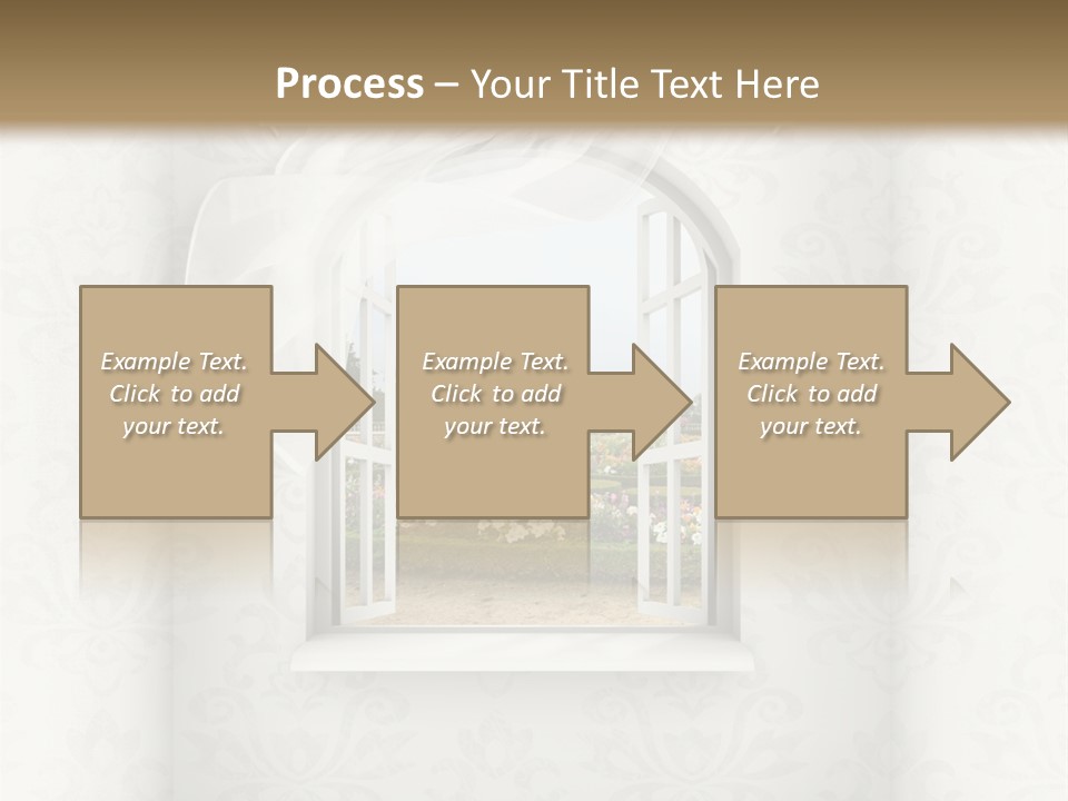 An Open Window With A View Of A Garden PowerPoint Template