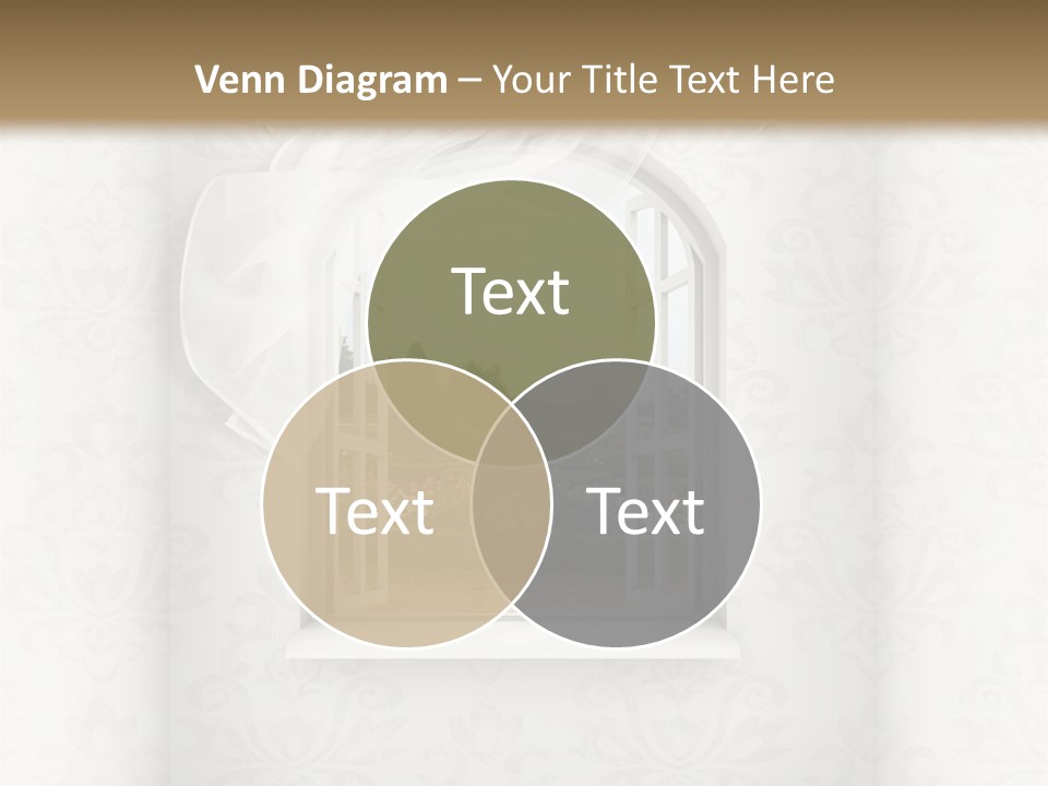 An Open Window With A View Of A Garden PowerPoint Template