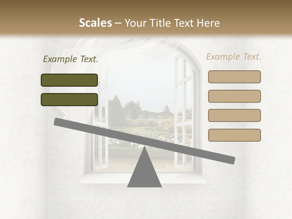 An Open Window With A View Of A Garden PowerPoint Template