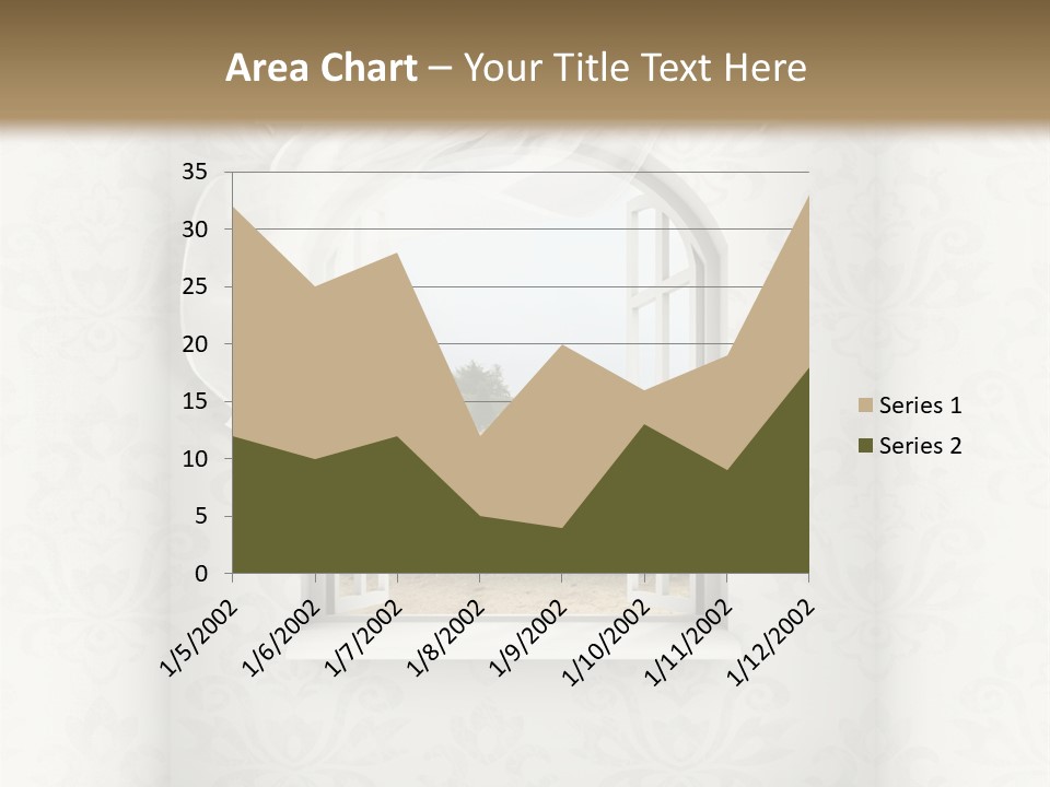 An Open Window With A View Of A Garden PowerPoint Template