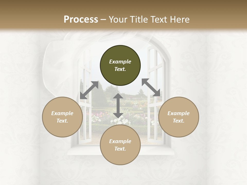 An Open Window With A View Of A Garden PowerPoint Template
