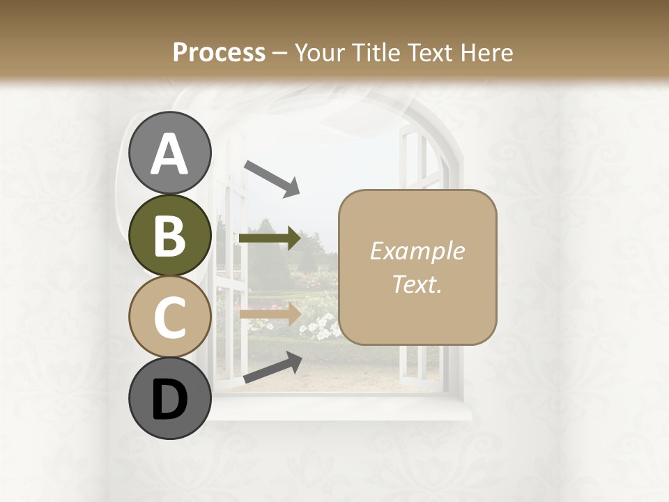 An Open Window With A View Of A Garden PowerPoint Template