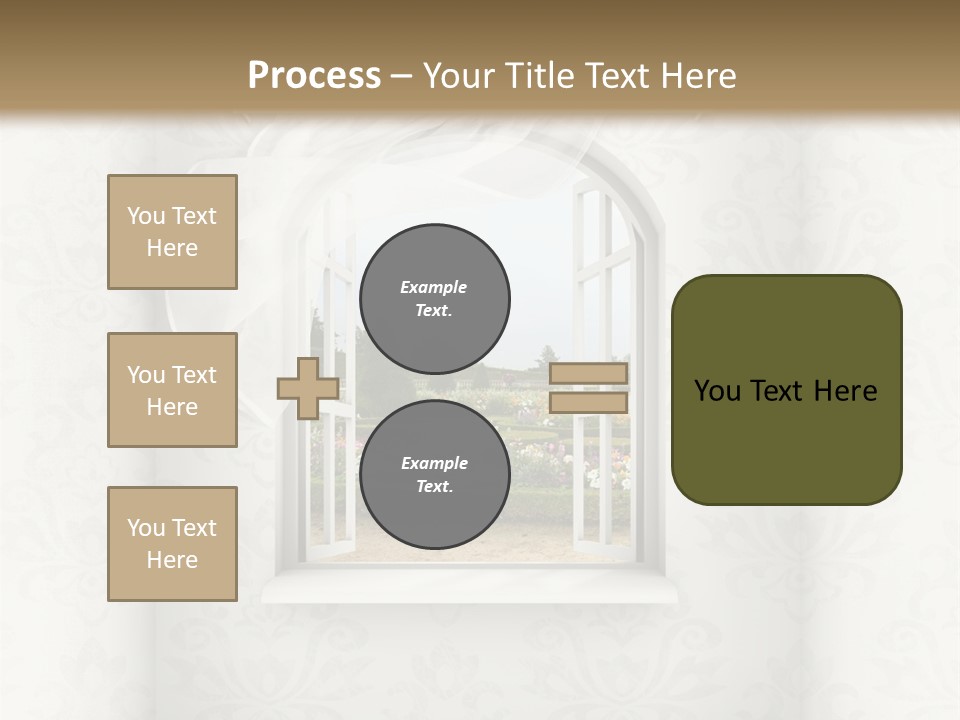 An Open Window With A View Of A Garden PowerPoint Template