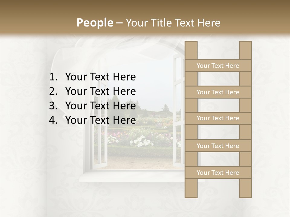 An Open Window With A View Of A Garden PowerPoint Template
