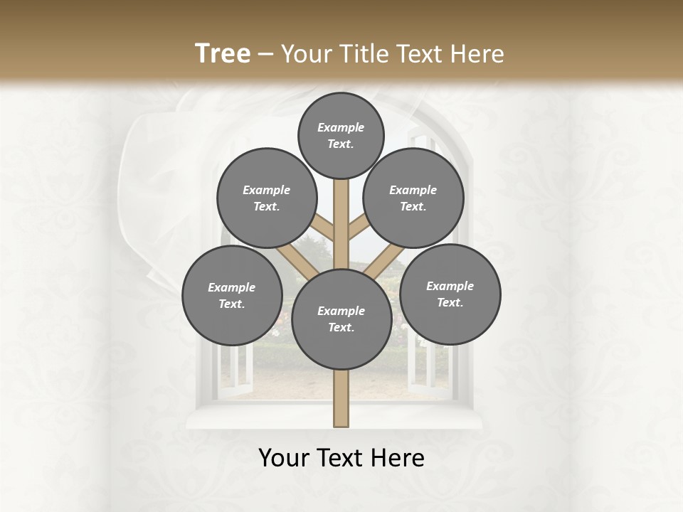 An Open Window With A View Of A Garden PowerPoint Template