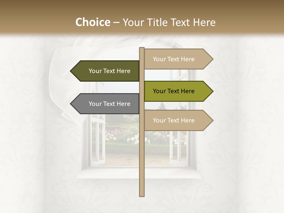 An Open Window With A View Of A Garden PowerPoint Template
