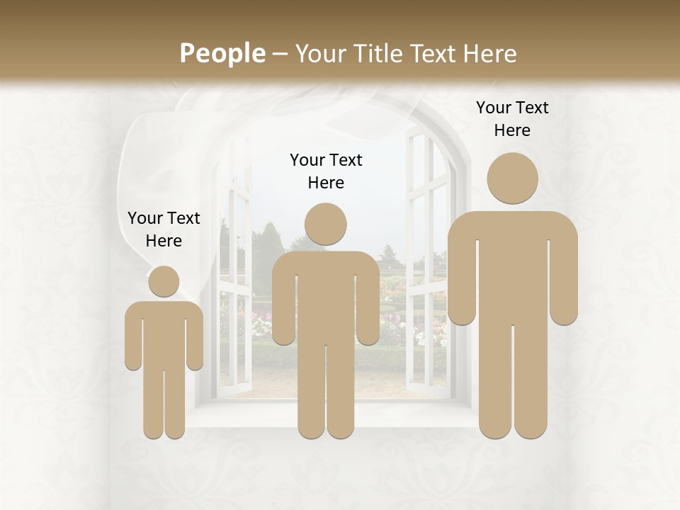 An Open Window With A View Of A Garden PowerPoint Template