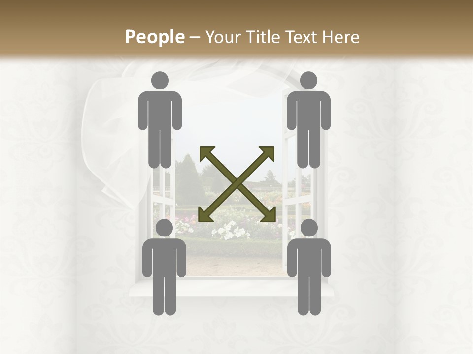 An Open Window With A View Of A Garden PowerPoint Template