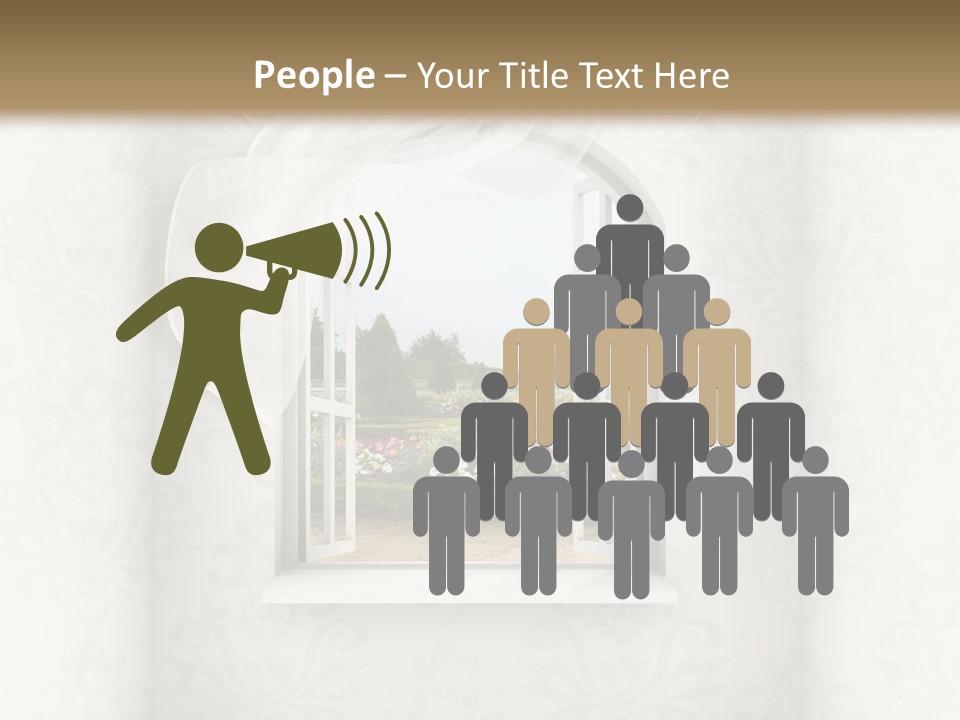 An Open Window With A View Of A Garden PowerPoint Template