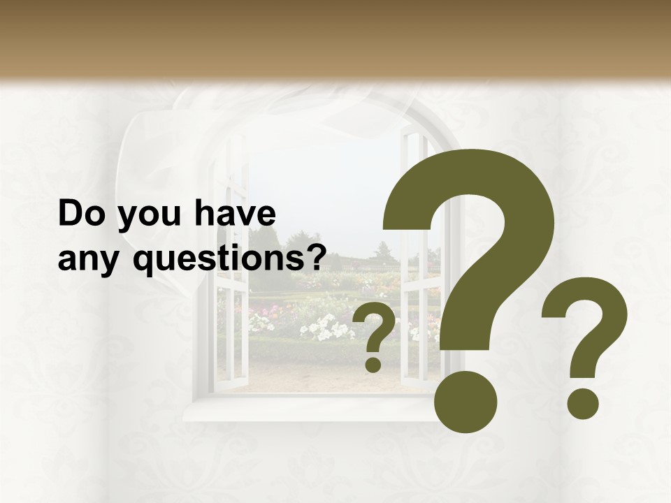 An Open Window With A View Of A Garden PowerPoint Template