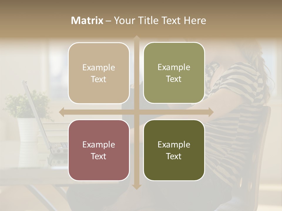 A Woman Sitting On A Chair Using A Laptop Computer PowerPoint Template