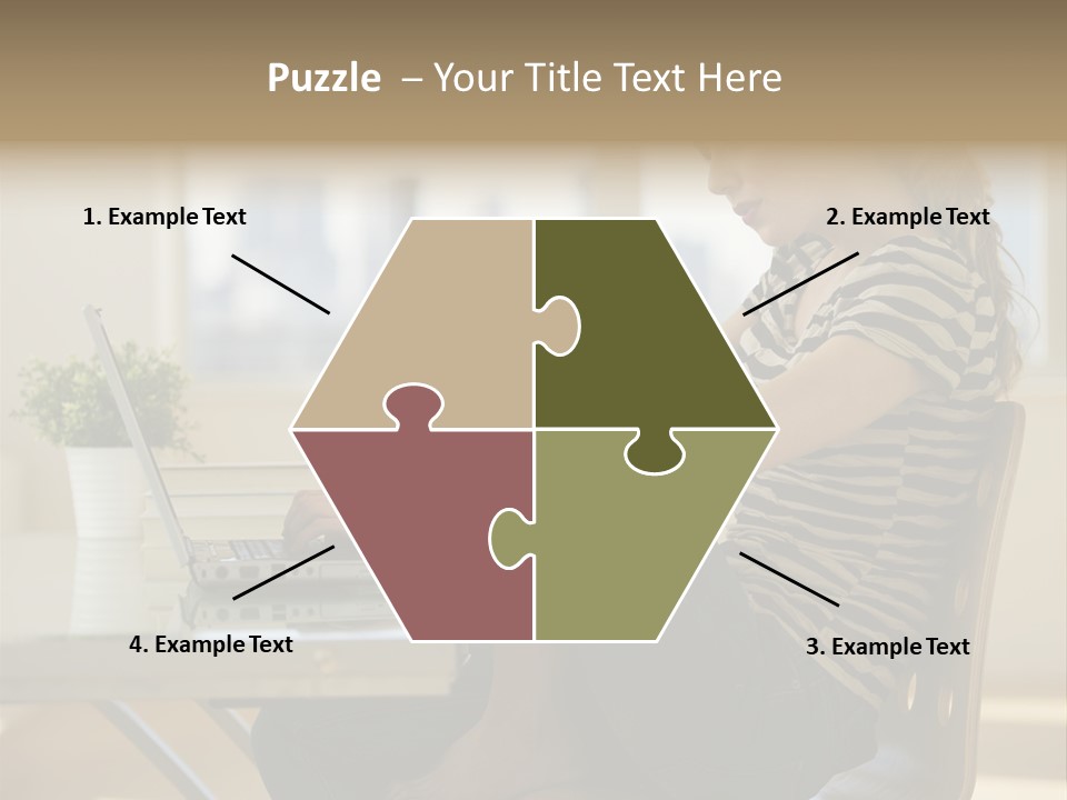 A Woman Sitting On A Chair Using A Laptop Computer PowerPoint Template