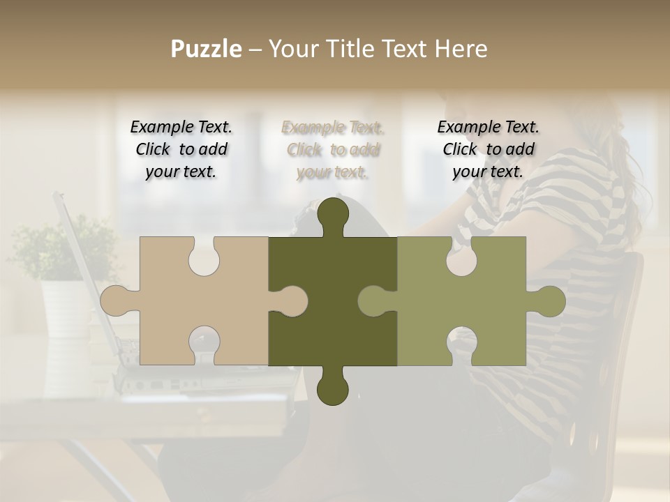 A Woman Sitting On A Chair Using A Laptop Computer PowerPoint Template