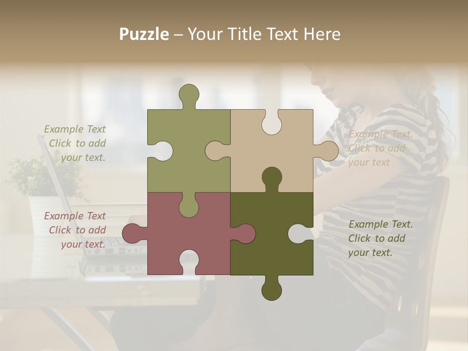 A Woman Sitting On A Chair Using A Laptop Computer PowerPoint Template