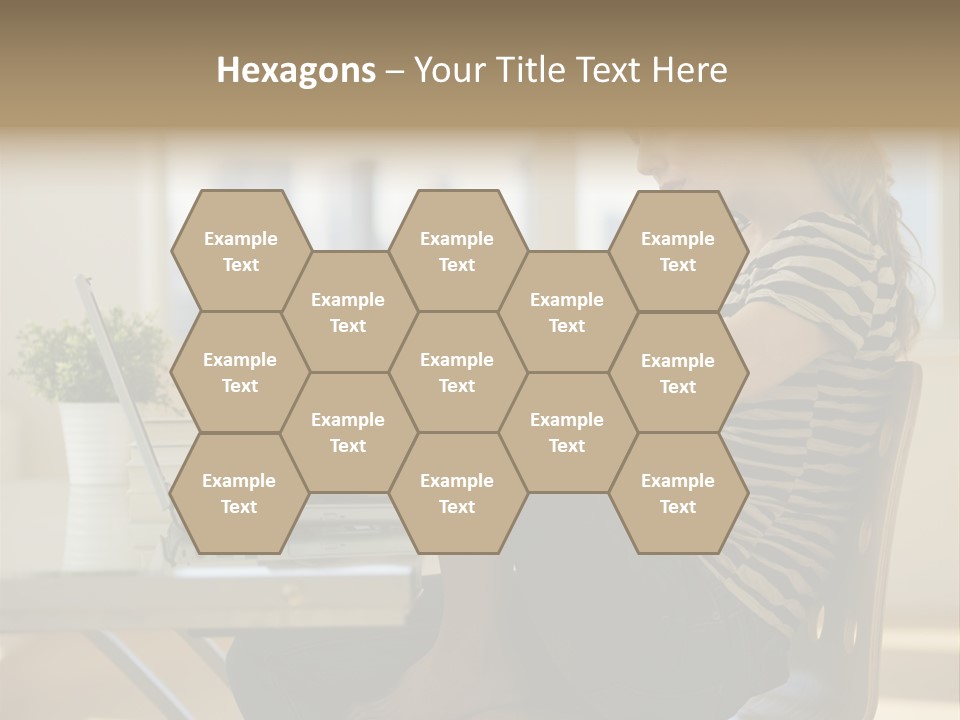 A Woman Sitting On A Chair Using A Laptop Computer PowerPoint Template