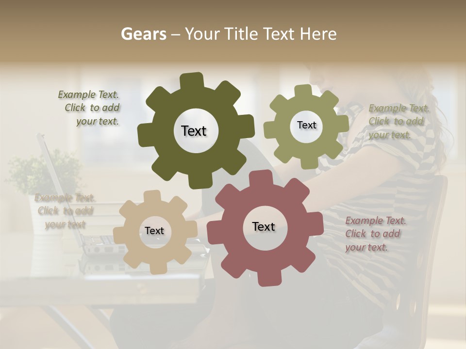 A Woman Sitting On A Chair Using A Laptop Computer PowerPoint Template