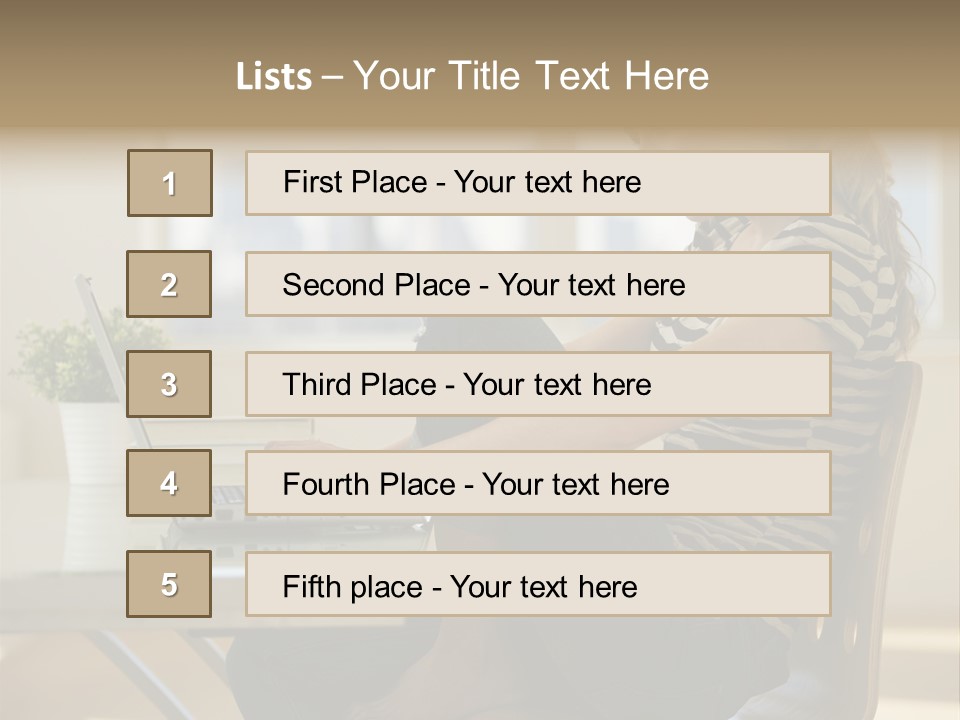 A Woman Sitting On A Chair Using A Laptop Computer PowerPoint Template