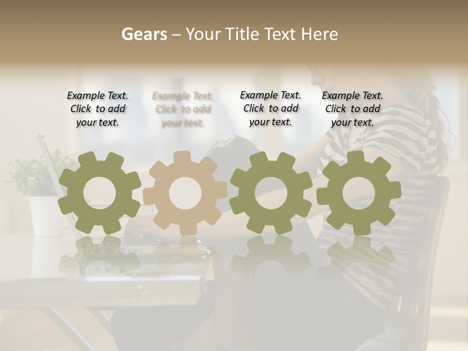 A Woman Sitting On A Chair Using A Laptop Computer PowerPoint Template