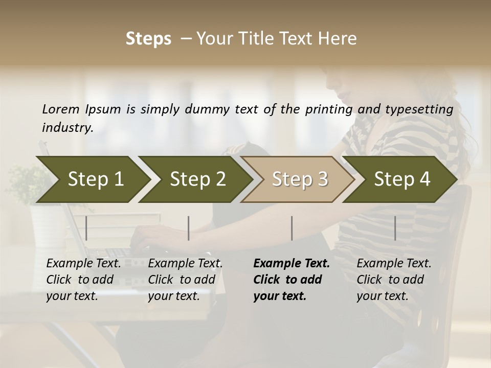 A Woman Sitting On A Chair Using A Laptop Computer PowerPoint Template