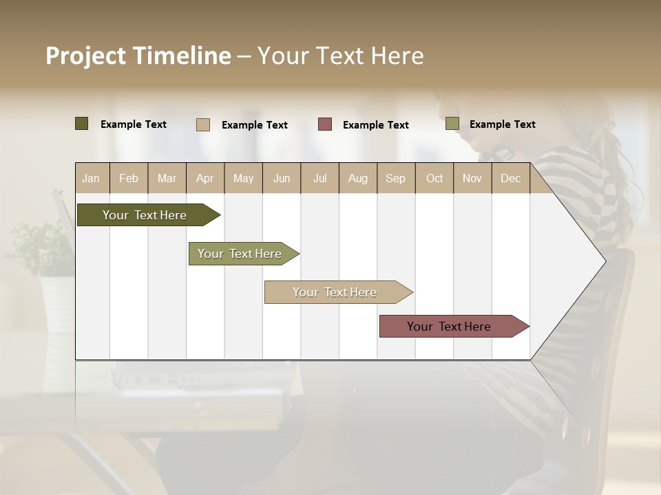 A Woman Sitting On A Chair Using A Laptop Computer PowerPoint Template