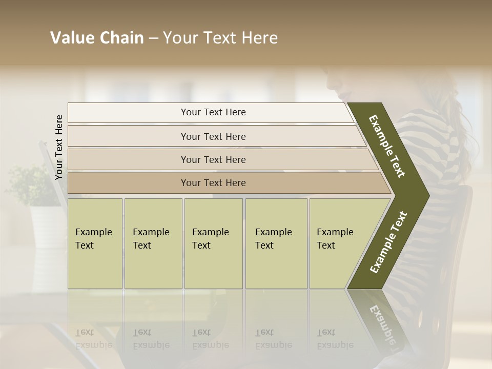 A Woman Sitting On A Chair Using A Laptop Computer PowerPoint Template