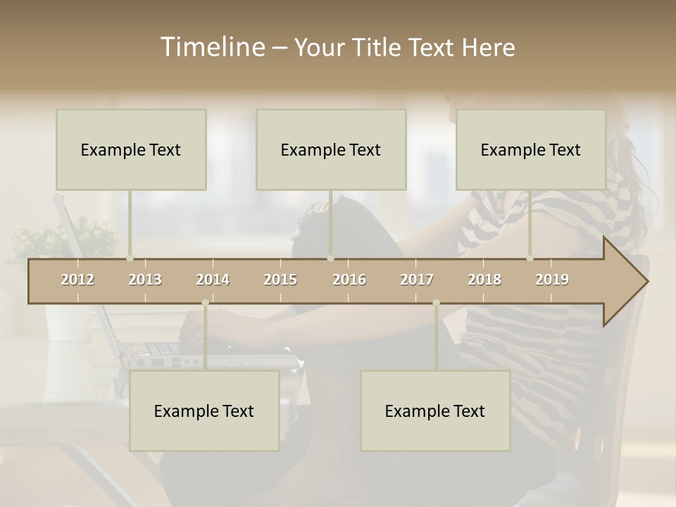 A Woman Sitting On A Chair Using A Laptop Computer PowerPoint Template