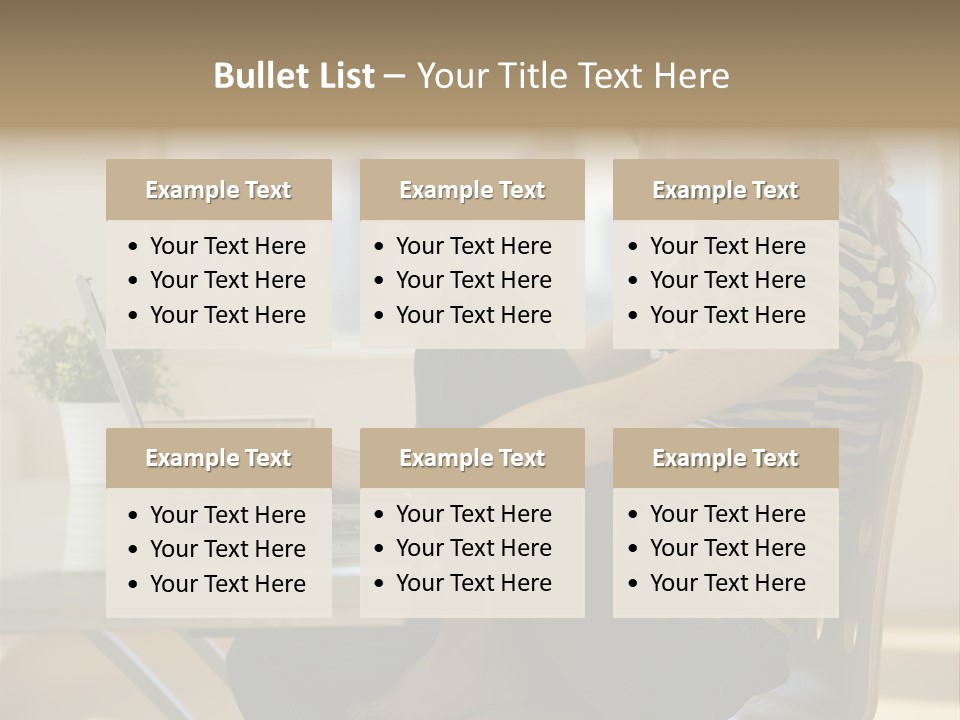 A Woman Sitting On A Chair Using A Laptop Computer PowerPoint Template