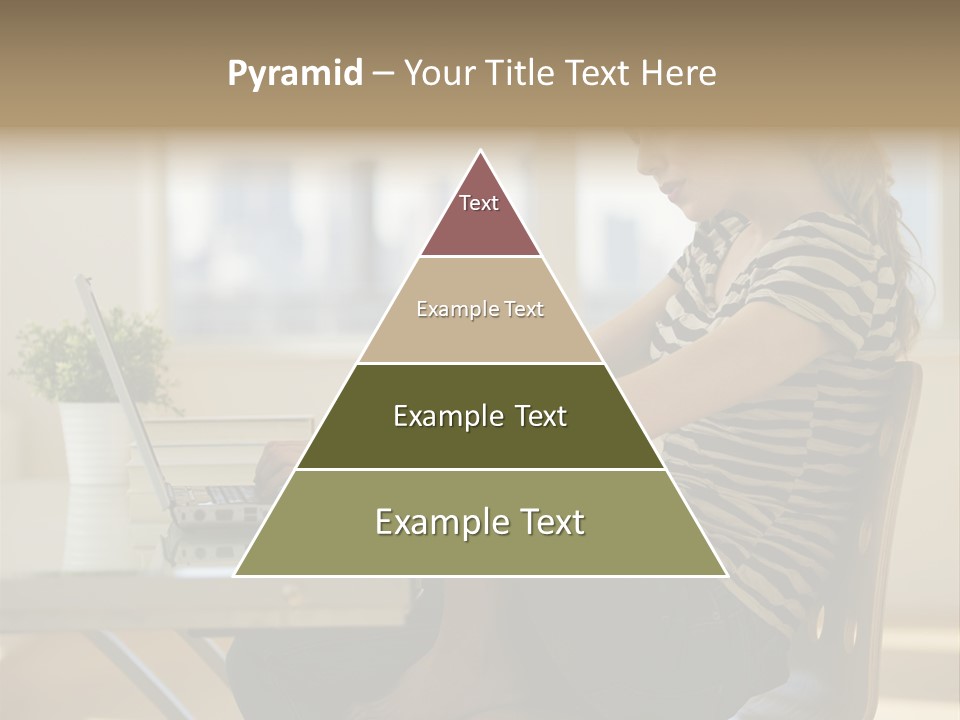 A Woman Sitting On A Chair Using A Laptop Computer PowerPoint Template