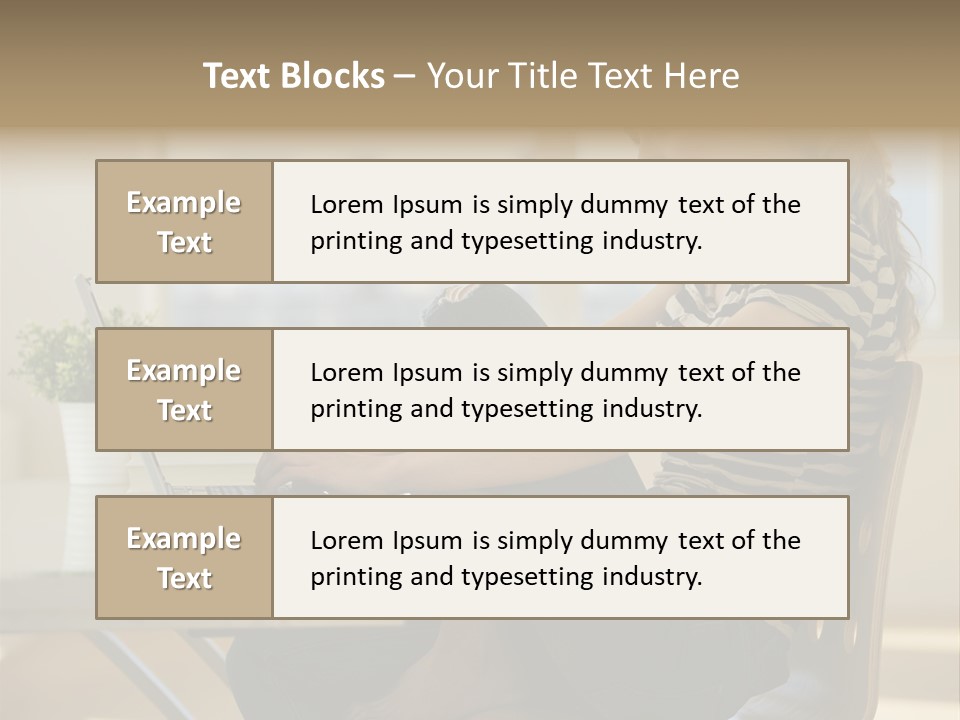 A Woman Sitting On A Chair Using A Laptop Computer PowerPoint Template