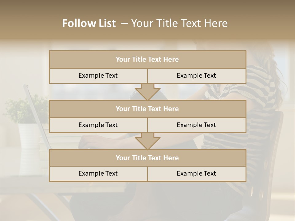 A Woman Sitting On A Chair Using A Laptop Computer PowerPoint Template