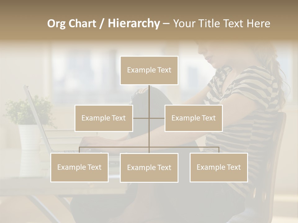 A Woman Sitting On A Chair Using A Laptop Computer PowerPoint Template