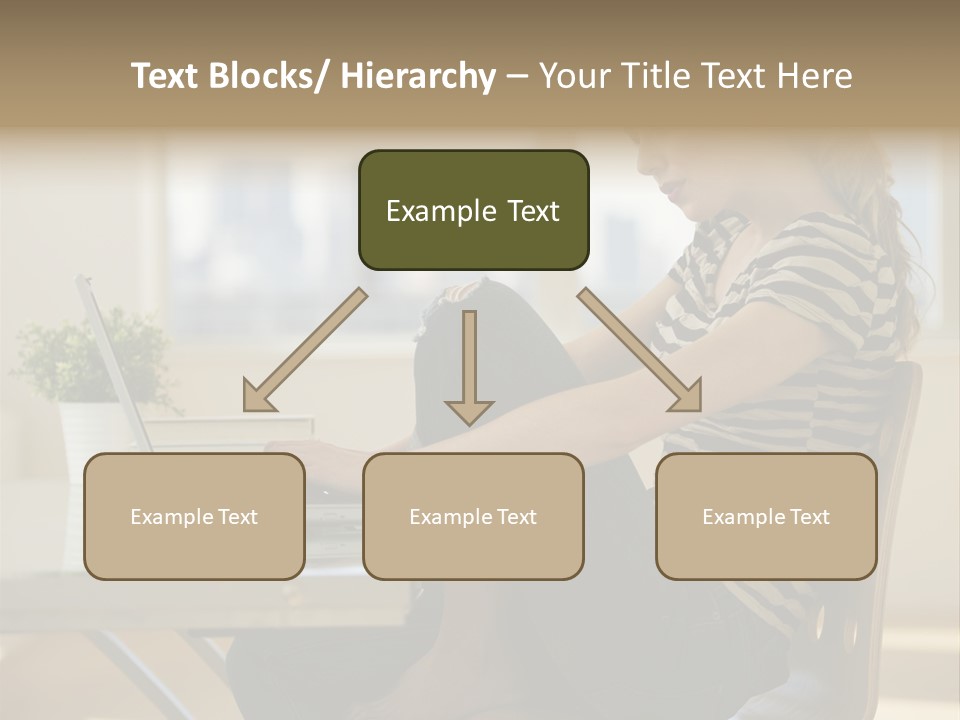 A Woman Sitting On A Chair Using A Laptop Computer PowerPoint Template