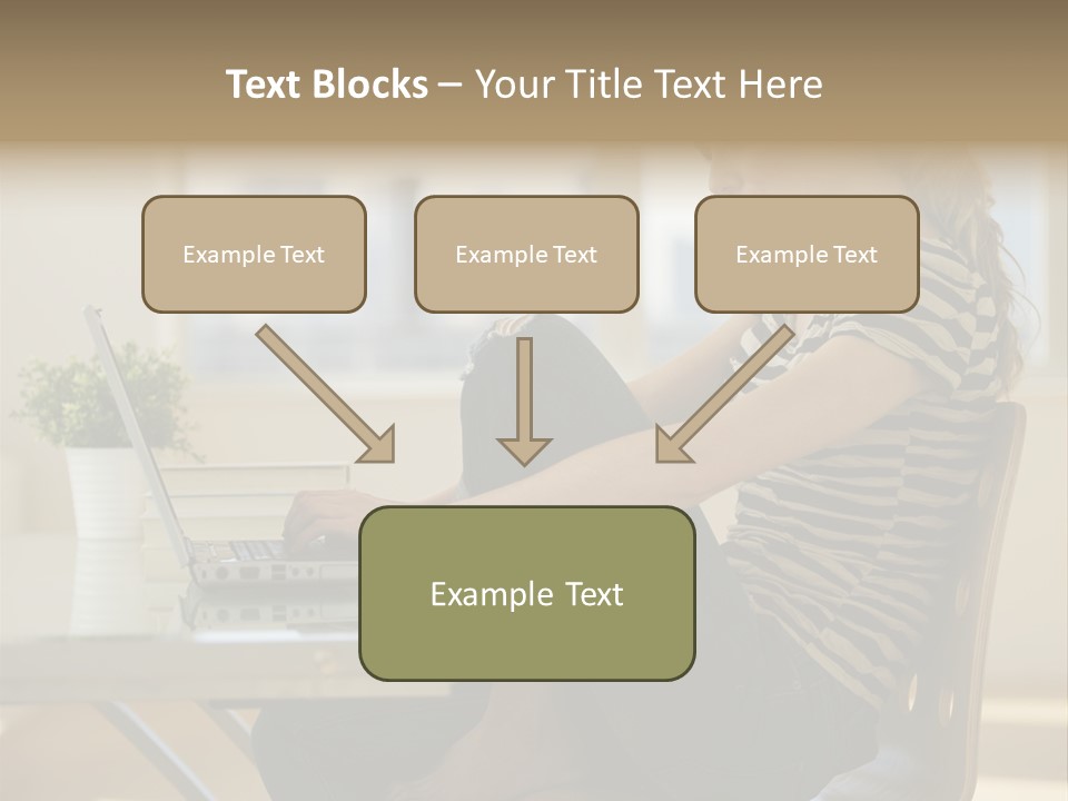 A Woman Sitting On A Chair Using A Laptop Computer PowerPoint Template