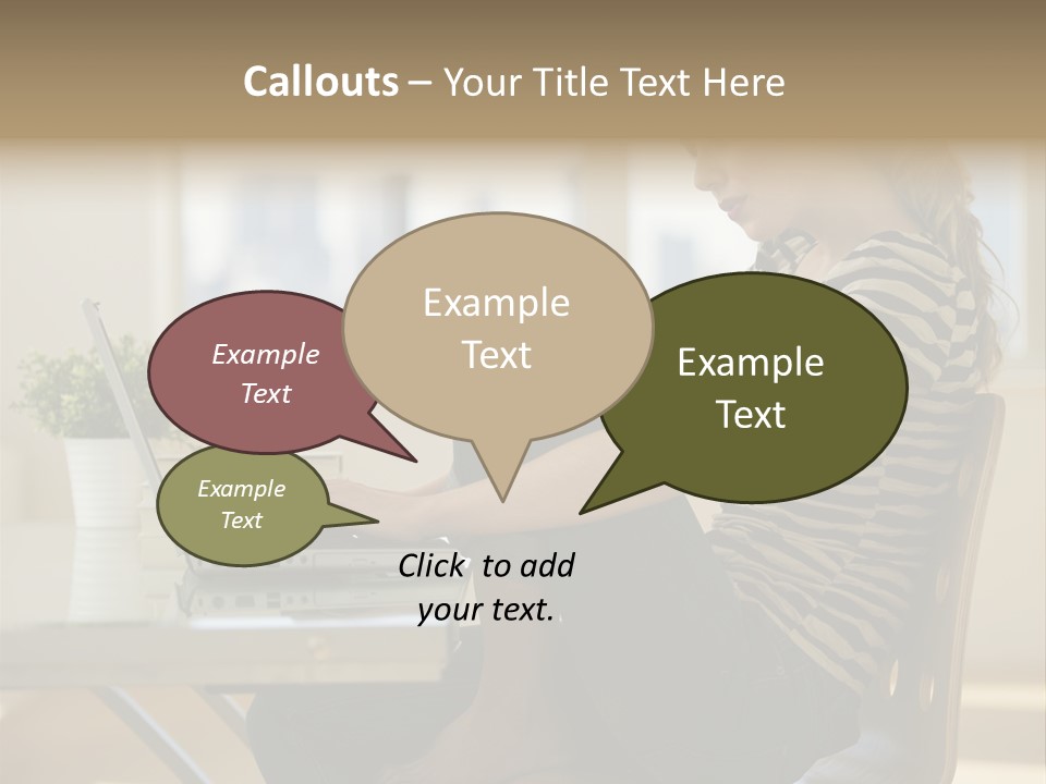 A Woman Sitting On A Chair Using A Laptop Computer PowerPoint Template