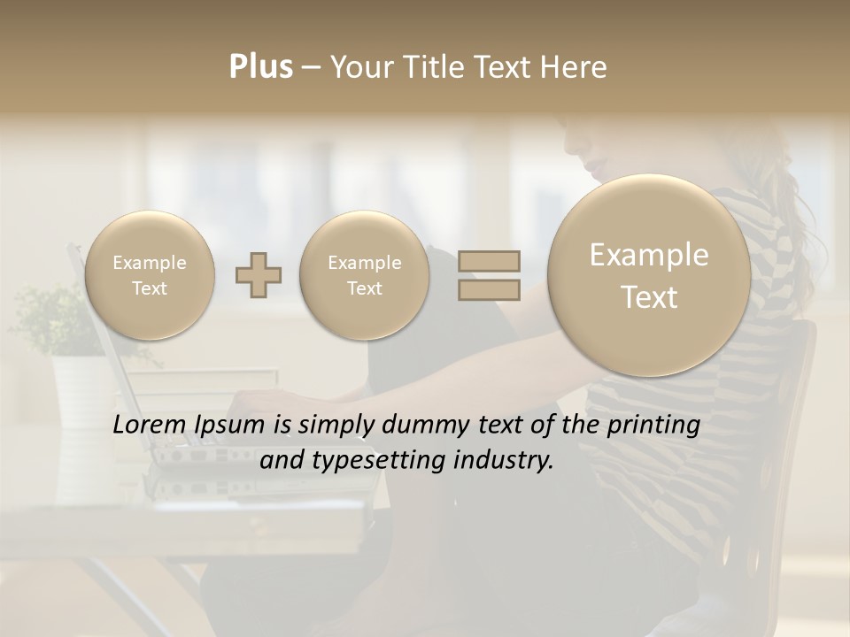 A Woman Sitting On A Chair Using A Laptop Computer PowerPoint Template