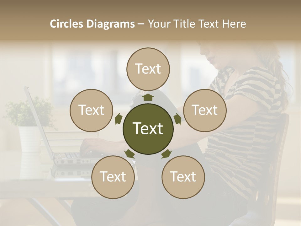 A Woman Sitting On A Chair Using A Laptop Computer PowerPoint Template