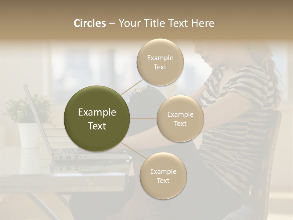 A Woman Sitting On A Chair Using A Laptop Computer PowerPoint Template