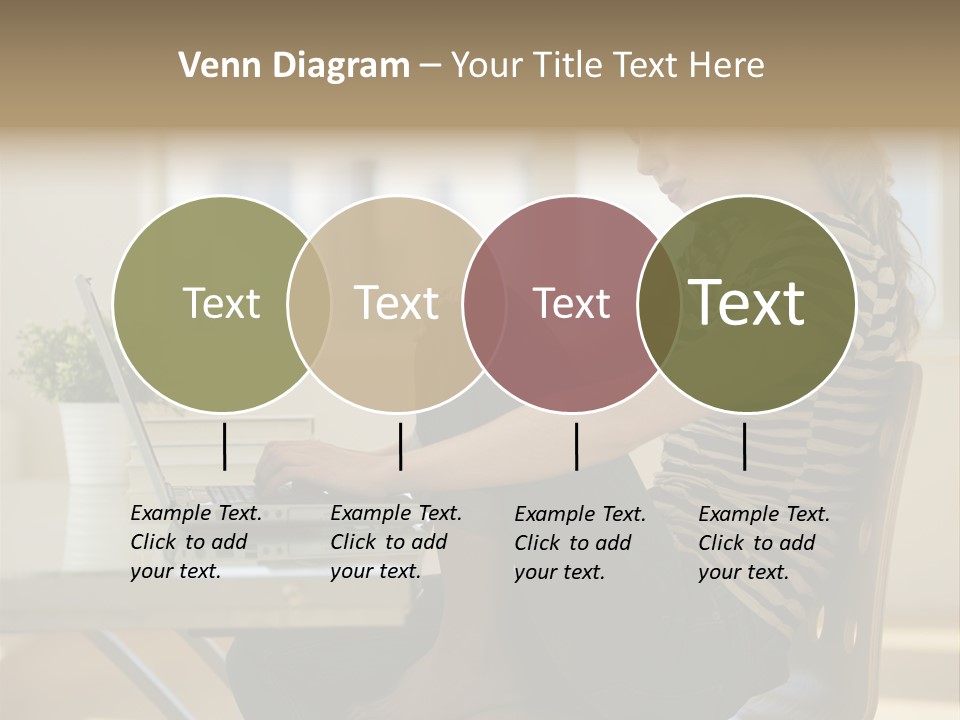 A Woman Sitting On A Chair Using A Laptop Computer PowerPoint Template