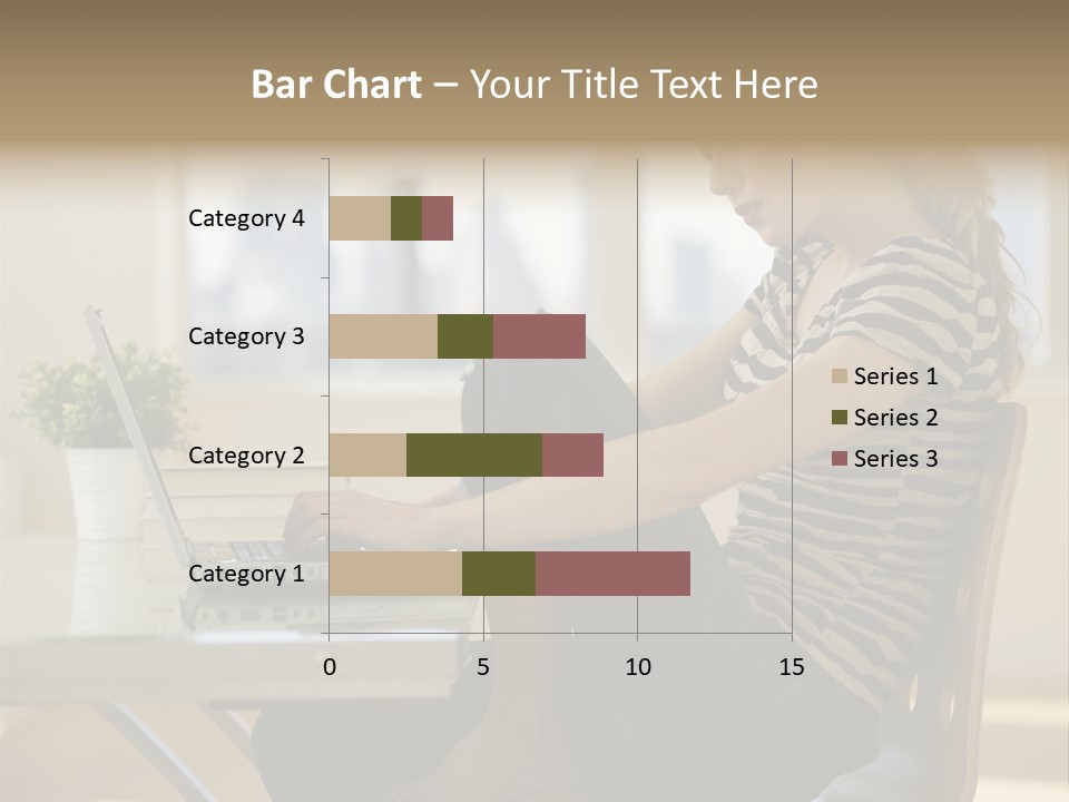 A Woman Sitting On A Chair Using A Laptop Computer PowerPoint Template