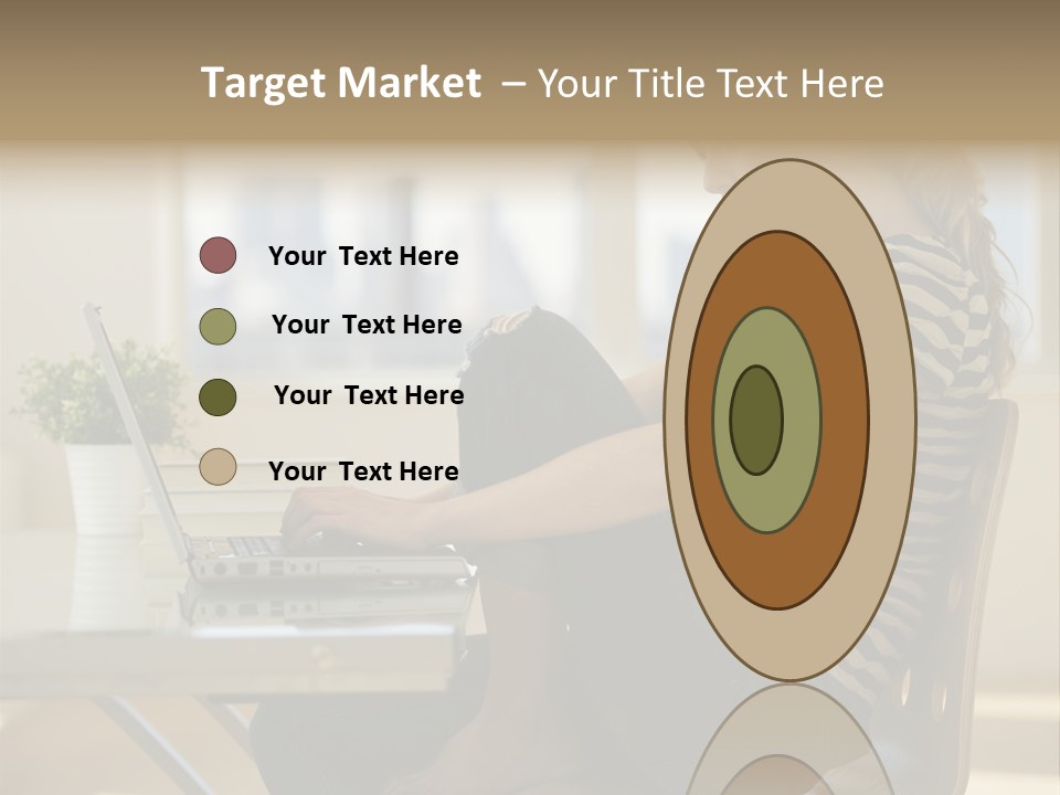 A Woman Sitting On A Chair Using A Laptop Computer PowerPoint Template