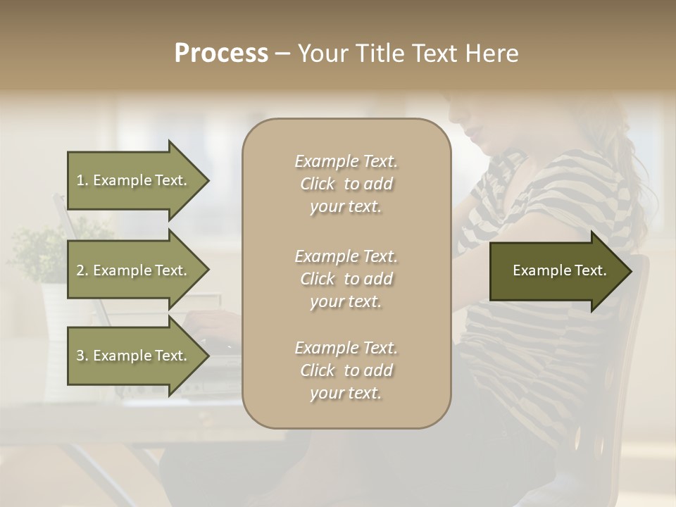 A Woman Sitting On A Chair Using A Laptop Computer PowerPoint Template