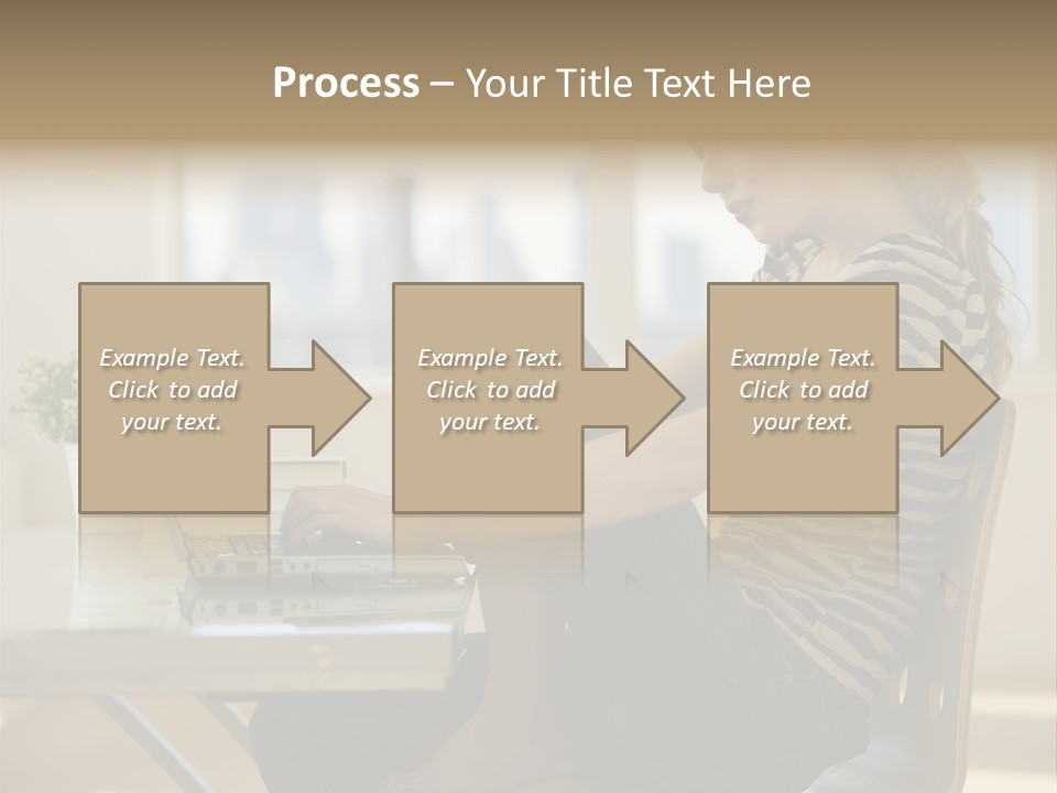 A Woman Sitting On A Chair Using A Laptop Computer PowerPoint Template